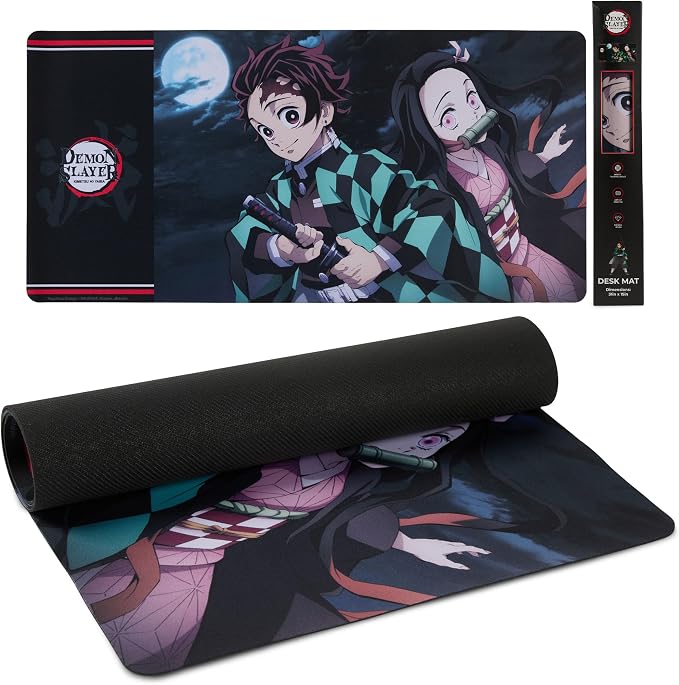 Demon Slayer Large Gaming Mouse Pad 31"x15" XL Computer Desk Mat, Anime | Demon Slayer anime gaming mouse pad, Oversized 31x15in smooth fabric top, stitched edges, non-slip rubber base. by CultureFly