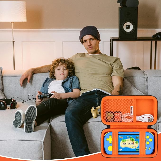 Supmay Carrying Case Compatible with CCTU / TEBIYOU Kids Handheld Games Preloaded 218 Retro Video Games, Portable Gaming Electronic Toys Storage Holder Travel Bag with Mesh Pocket for USB Cable,Orange - Image 7