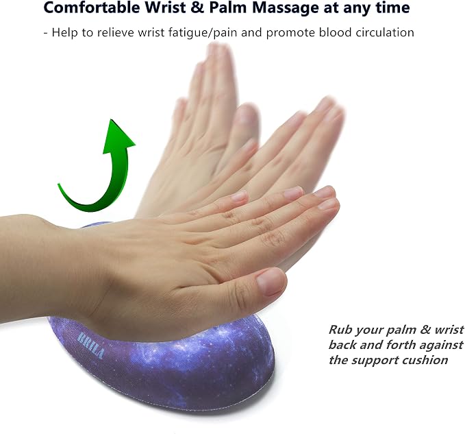 BRILA Ergonomic Memory Foam Mouse Wrist Rest Support Pad Cushion for Computer, Laptop, Office Work, PC Gaming - Massage Holes Design - Wrist Pain Relieve (Nebula Galaxy Space) - Image 6