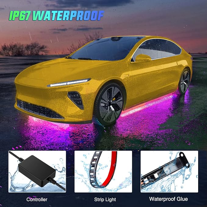 Nilight 4PCS RGB LED Underglow Lights Strip with APP & Remote Control - Image 7