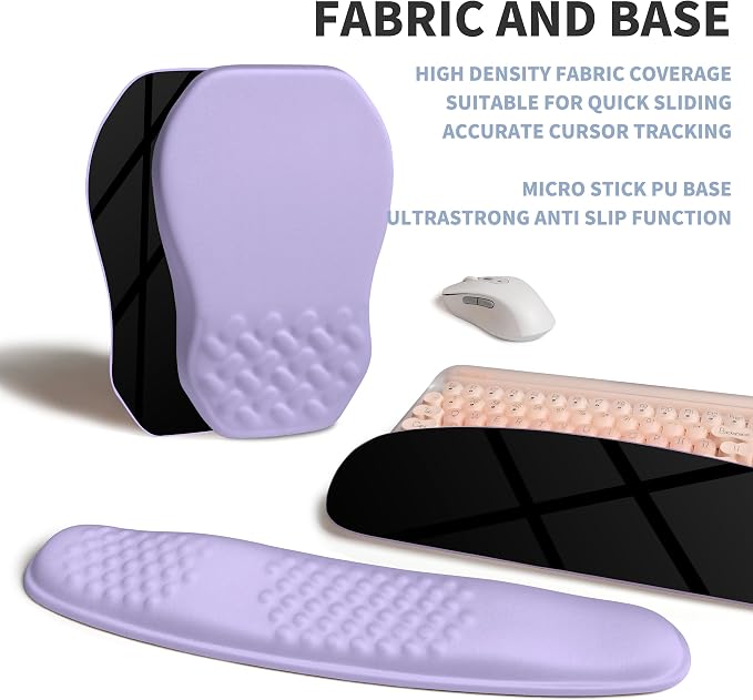 2-in-1 Ergonomic Set, Wave Keyboard Wrist Rest and Massage Slope Mouse Pad Wrist Support, Rebound Memory Foam for Relieve Carpal Tunnel Syndrome and Wrist Pain (Lavender Purple) - Image 6