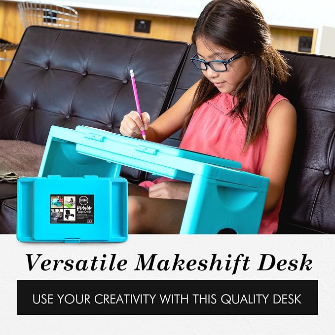 Loddie Doddie Pair of Foldable Lap Desk with Storage Pocket | Blush and Teal. Perfect use for Laptops, Travel, Breakfast in Bed, Gaming and Much More! Great for Kids and Teens! - Image 6