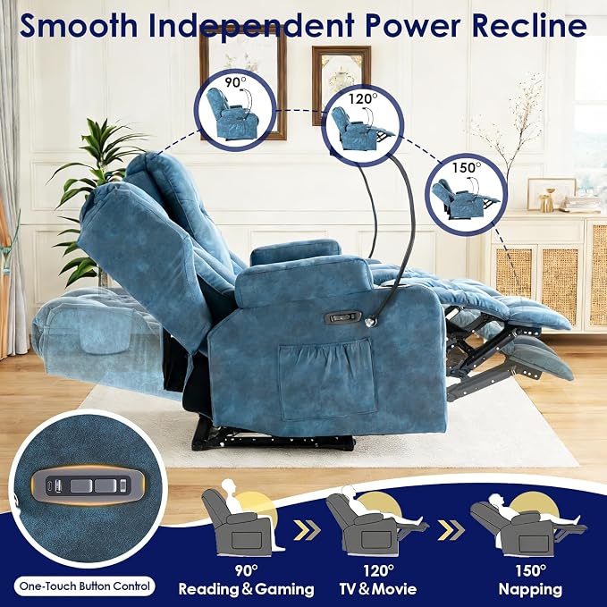 Redlife Power Loveseat Recliner Sofa with Blue LED Base Lights - Image 4