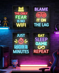 Video Gamer Room Decor for Teen Boys Gaming Wall Art Gamer Neon Sign Teenage Bedroom Decor Ready to Hang Set of 4, 11x14in (Black Framed) by KUVIOKE