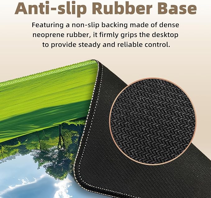 Galdas Gaming Mouse Pad XXL XL Large Long Extended Big Mousepad Non-Slip Rubber Keyboard Mouse Pad with Stitched Edges for Laptop Home Office (31.5x11.8x0.08 Inch) … (Grass) - Image 8