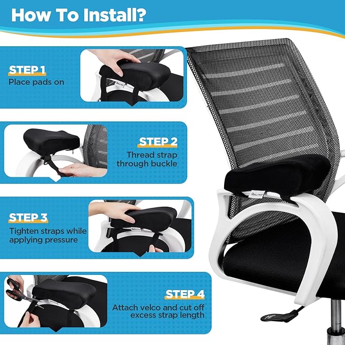 BEAUTRIP Ergonomic Armrest Pads- Office Chair Arm Rest Cover Pillow - Elbow Support Cushion for Computer, Gaming and Desk Chairs (Set of 2) - Image 3