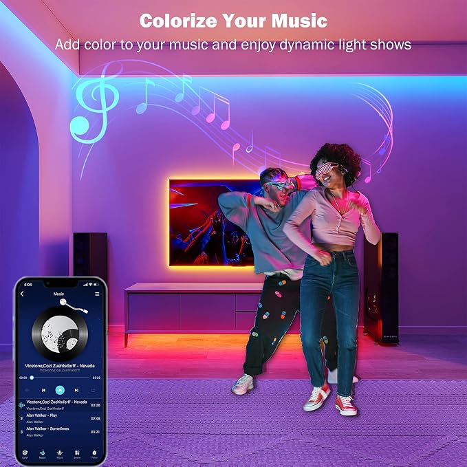 Leeleberd 130 ft Led Lights for Bedroom,(2 Rolls of 65FT) Bluetooth Smart APP Control Color Changing RGB Led Strip Lights with Remote Control Led Lights for Room Kitchen Party Home Decoration - Image 4