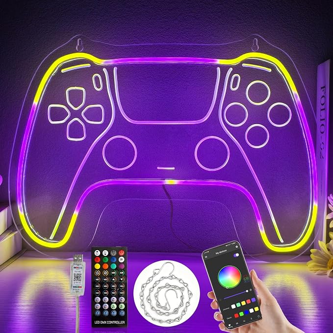 Eeutiwe Gamer Room Decor for Boys, Led Neon Lights for Wall Decor 16.7×11.8 Inch Led Gaming Lights with Remote and App Control Dimmable Gamer Wall Decor as Gamer Gifts for Men - Image 7