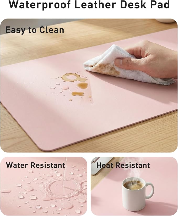 Aothia Faux Leather Desk Mat - Large Mouse Pad, Non-Slip PU Leather Blotter, Waterproof Writing Surface for Office and Home (Fairy Pink, 63" x 17") - Image 7