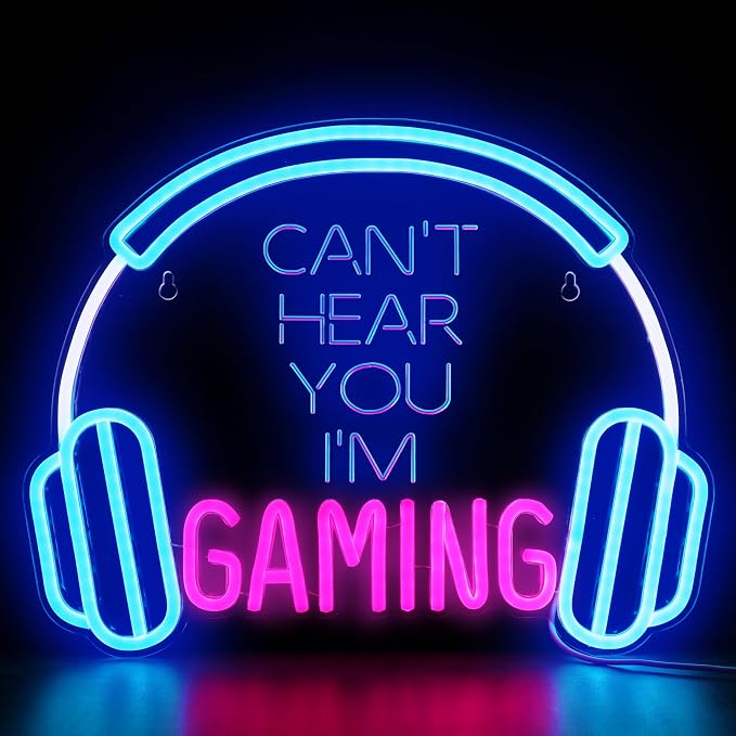 Kavaas Gamer Neon Sign, Neon Headphone Signs for Gaming Room Decor - Can't Hear You I'm Gaming Headset LED Light Sign for Teen Boys Room Decor - Best Gamer Gifts for Teenage Boys, Kids by Kavaas