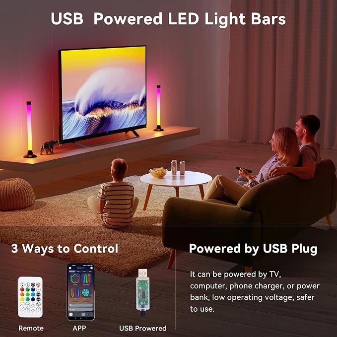 Ledagic IC+RGBW USB Powered Led Light Bar with App & Remote Control, 2 Pack - Image 2