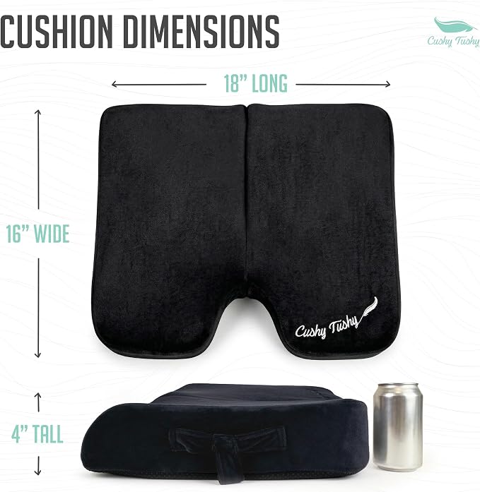 Cushy Tushy Premium Foldable Wheelchair Cushion - for Relief of Lower Back, Sciatic, Butt and Tailbone Pain - for Home & Office Use, Perfect for Travel or Driving - Black Coccyx Seat Cushion - Image 3