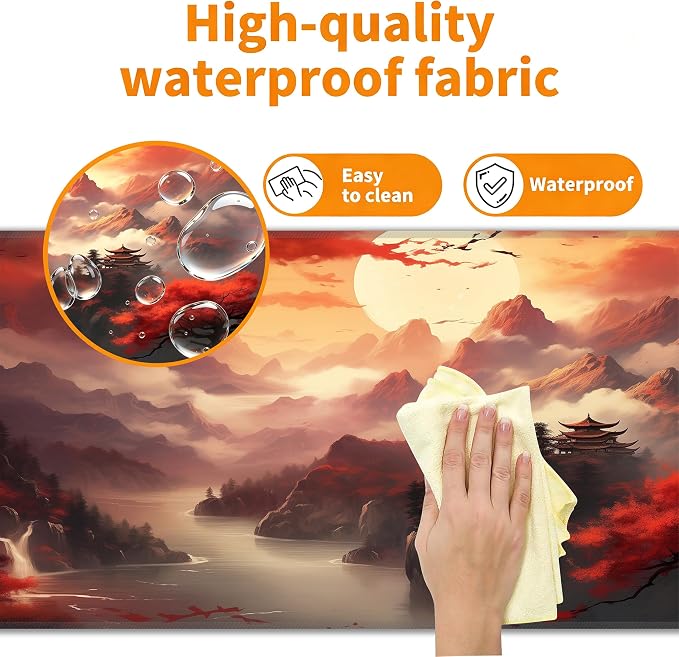 Dark Canyon Desk Mat, XXL 35.4"x15.7" Large Mouse Pad, Full Moon Extended Gaming Mouse Mat,Non-Slip Rubber Base Waterproof with Stitched Edges for Gaming Office Home Decor - Image 4