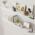 Axeman Floating Shelves for Wall White - 55 Inch Wide x 12 Inch Deep Wall Shelves Set of 2 - White Deep Wood Floating Shelves for Living Room Bedroom Laundry Room by Axeman