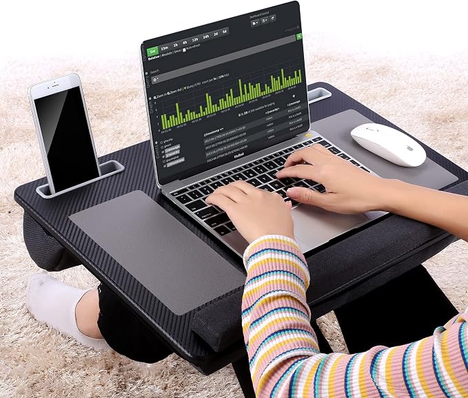 Extra Large Lap Laptop Desk- Home Office Portable LapDesk with Mouse Pad & Wrist Rest for Notebook/MacBook/Tablet, Sofa Bed Working, Writing, Drawing (Carbon Black, Fit Up to 17-inch Laptops) - Image 6