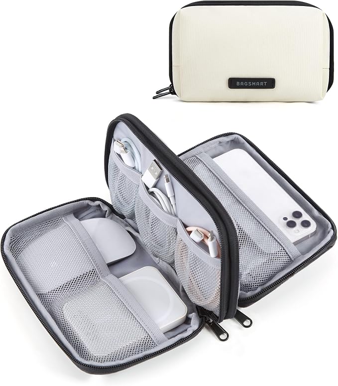 BAGSMART Electronics Travel Organizer for Cords Chargers Phones, Beige by BAGSMART