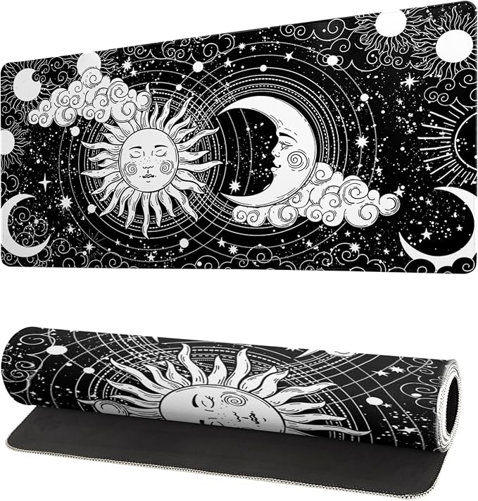 Magic Astrology Extended Big Mouse Pad Large, Gaming Mouse Pad Desk Pad,27.6x11.8 Inch Long Computer Keyboard Mouse Mat Black Mousepad with 3mm Non-Slip Base and Stitched Edge for Gaming and Office by Siski