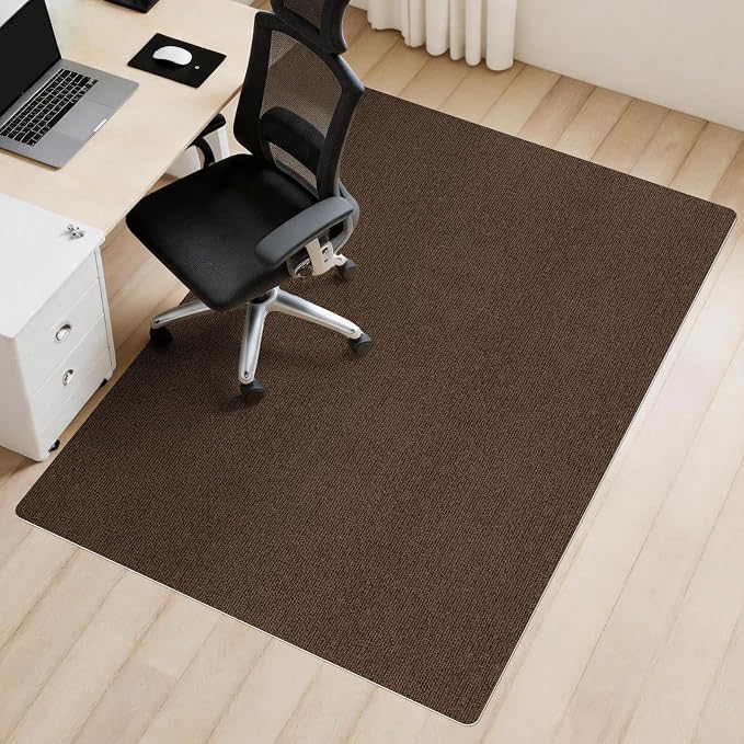 Sycoodeal Office Chair Mat for Hardwood Floor,Slip Resistant Floor Mat for Rolling Chairs,Easy to Clean,Large Floor Protector Office Computer Gaming Chair,Coffee(48"x60") by SYCOODEAL