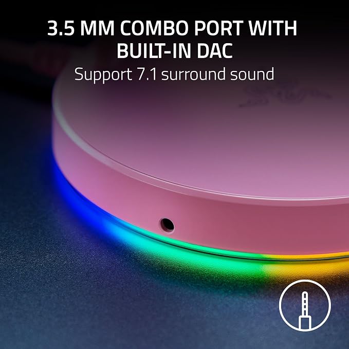 Razer Base Station V2 Chroma Headphone Headset Stand Holder, Black | Chroma RGB Lighting, Taller Stand & Anti-slip Ledge, USB Charging Ports, Anti-Slip Rubber Base, 3.5mm Port + Built-in DAC - Image 4