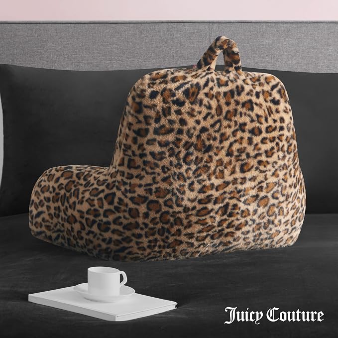 Juicy Couture Faux Fur Leopard Backrest Pillow - 30"x17" Supportive Bed Rest Pillow for Reading, Gaming, or Relaxing - Image 5