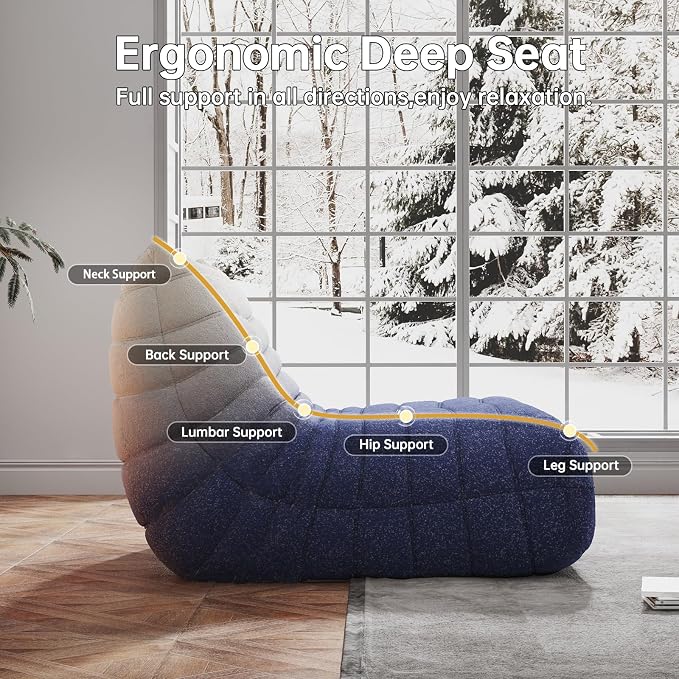 WHGBJA Bean Bag Chair for Adults, Lazy Bean Bag Sofa for Bedroom, Living Room, Reading, Gaming Floor Sofa Chair, Boneless, Comfy - Image 5