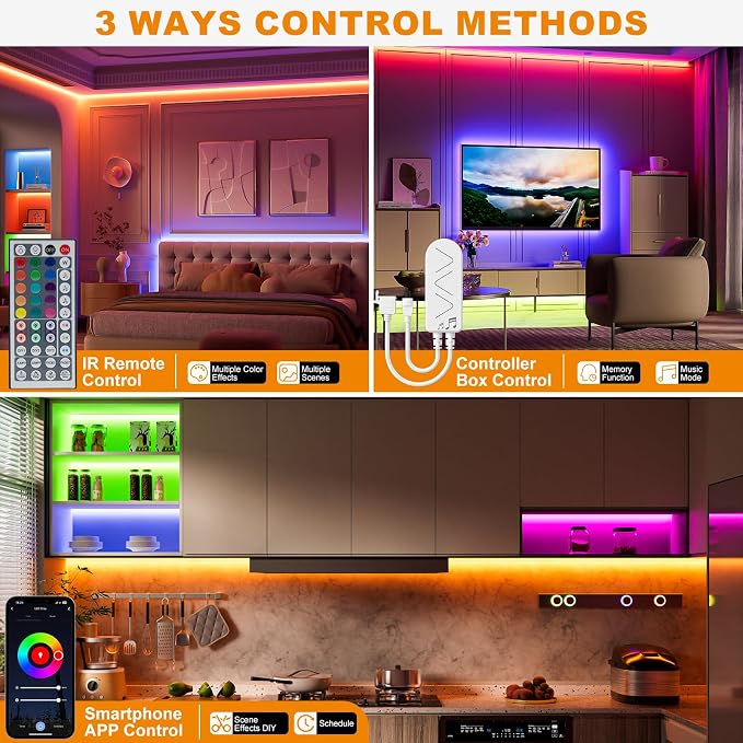 PAUTIX RGB COB LED Strip Light 9.84ft/3m,UL Listed 840LEDs/m 24V Color Changing Strip Light,Work with Alexa/Google Assistant/Tuya Multicolor Flexible Tape Light,for TV,Bedroom,Party DIY Decoration - Image 7