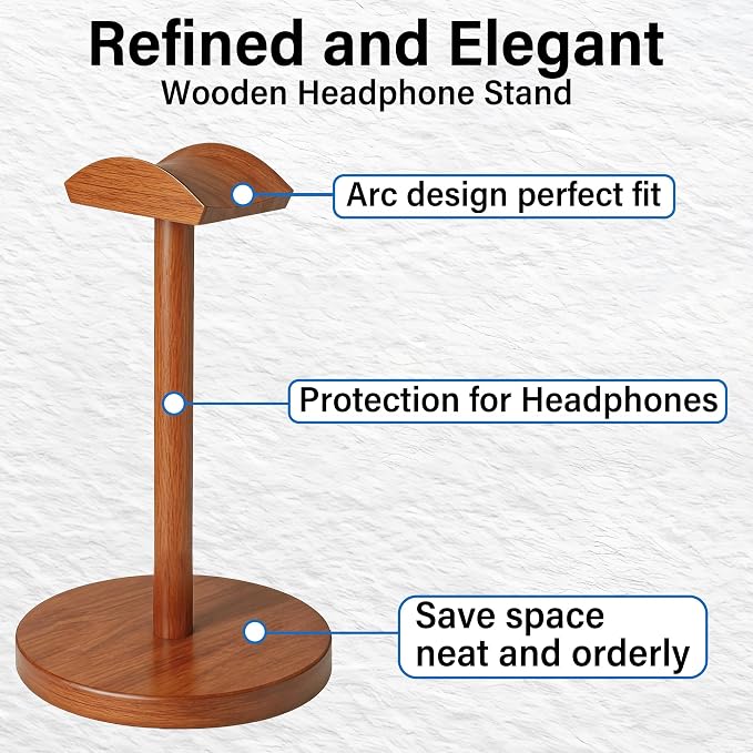 Solid Walnut Wood Headphone Stand with Storage Base | Universal Wooden Headset Holder for Gaming & Office,Compatible with Bose,Sony,Sennheiser,Razer,Beats,PS5 - Image 4