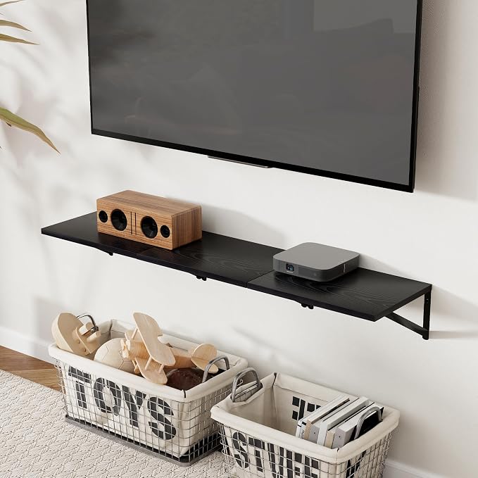 Axeman Deep Floating Shelves for Wall, 16W x 12D Black Floating Shelves Set of 2, 12 Inch Deep Large Wall Mounted Shelves for Living Room Bedroom Bathroom - Image 2