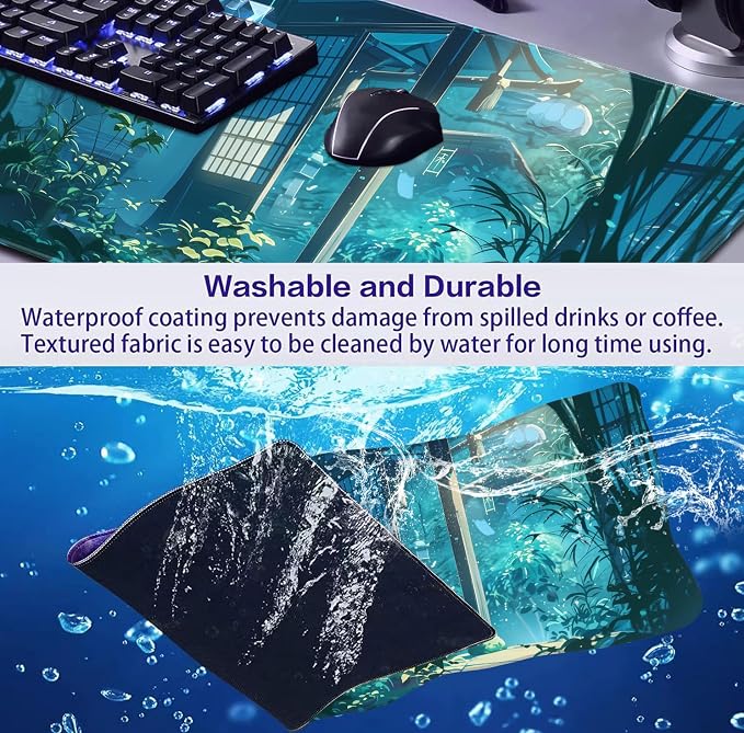 Tropical Plants XL Extended Gaming Keyboard Pad Computer Non Slip Mouse Pad | Large Extended Mouse Pad; Full Desk Coverage; Waterproof Coating; Stable Anti-Slide Base For Gaming, Office, Study Daily Use - Image 6