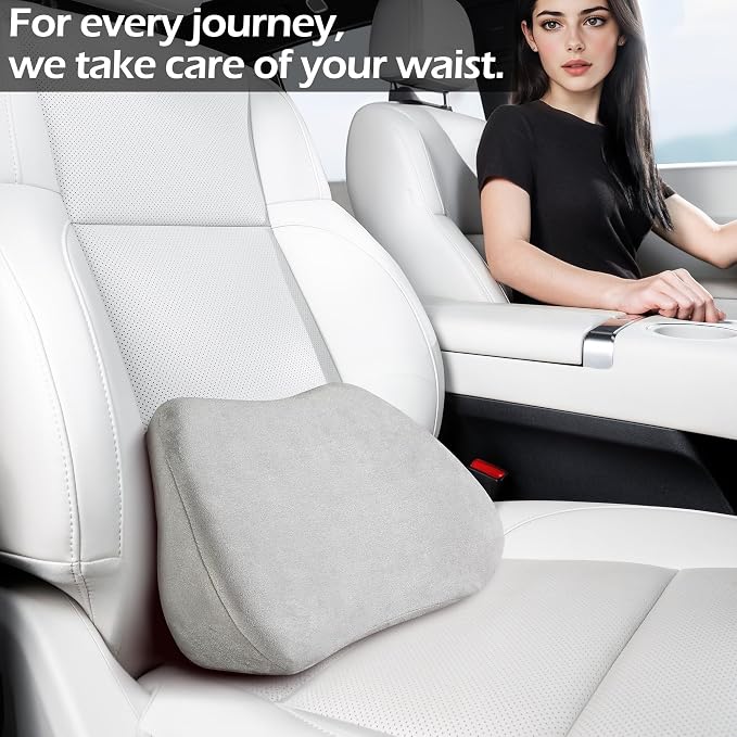 Lumbar Support Pillow for Car Lower Back Cushion, Gray, 2 Packs | Ergonomic Memory Foam Lumbar Pillow for Driving Seat, Office Chair, Gaming Chair, Lower Back Support for Back Pain Relief - Image 6