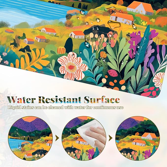 iCasso Large Gaming Mouse Pad 35"x16",Waterproof Desk Mat,Oil Painting | Non-Slip Rubber Base and Stitched Edges, Extended Keyboard Mousepad for Computer, Home Workspace - Image 6