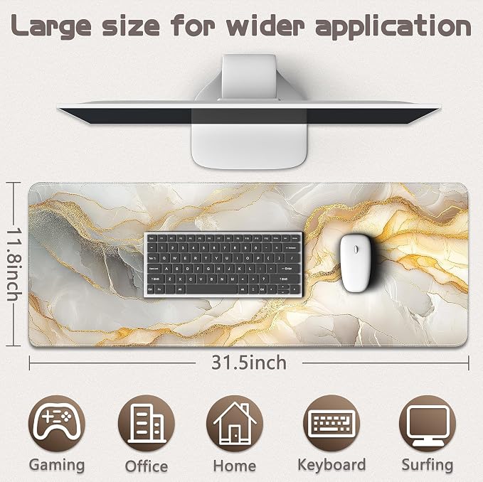 Gaming Mouse Pad - (31.5"×11.8") Marble Large Mouse Pads for Desk - Desk Mat for Keyboard and Mouse with Non-Slip Base, Desks Pad Matfor Game/Office & Home - Image 5
