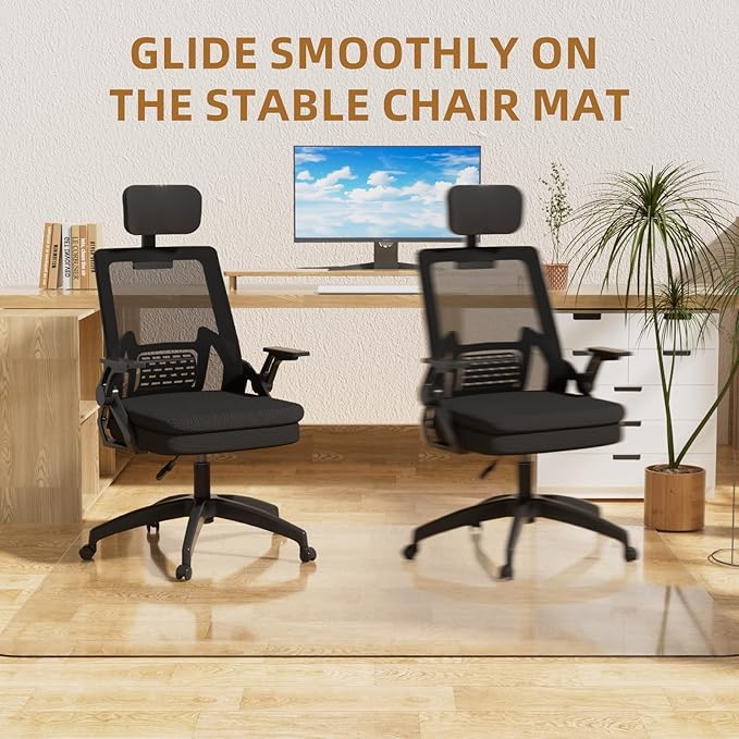 Clear Office Chair Mat for Hard Floors, Plastic Floor Protector for Chairs | 48 x 60 Inch Transparent Under Desk Mat for Rolling Desk & Computer Chairs, Protects Hardwood, Wood and Tile Floors - Image 6