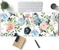 Gaming Green Desk Mat Desk Mouse Pads Purple Blue Pink Floral Mouse Pad Large, XL Big Computer Keyboard Mouse Mat Desk Pad Mat with Stitched Edge for Women Home Office Decor Deskmat 31.5x11.8 in by TENG+DA+QING