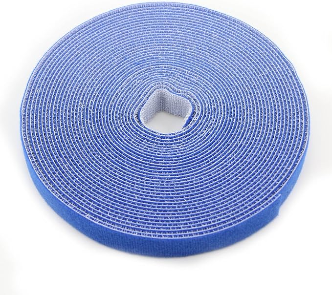 Reusable Fastening Tape Cable Ties 3/4 Inch Double Side Hook Roll (10 Yard, Blue) by SAISN