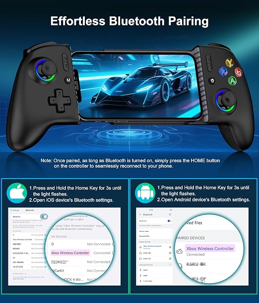 Mocagen Mobile Gaming Controller, MC2 Phone Controller for iPhone/Android/Switch/Oled/Switch 2 with Programmable/Hall Effect Joysticks & Analog Triggers/RGB Light - Image 8