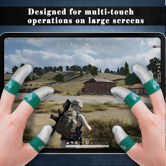 6PCS Gaming Finger Sleeves. 0.29MM Silver Fiber, Anti Sweat, Extremely Thin,Breathable Touchscreen dedales Gamer Finger Cover Thumb Sleeve Fit Phone Game Tablet Devices. (Green) - Image 5