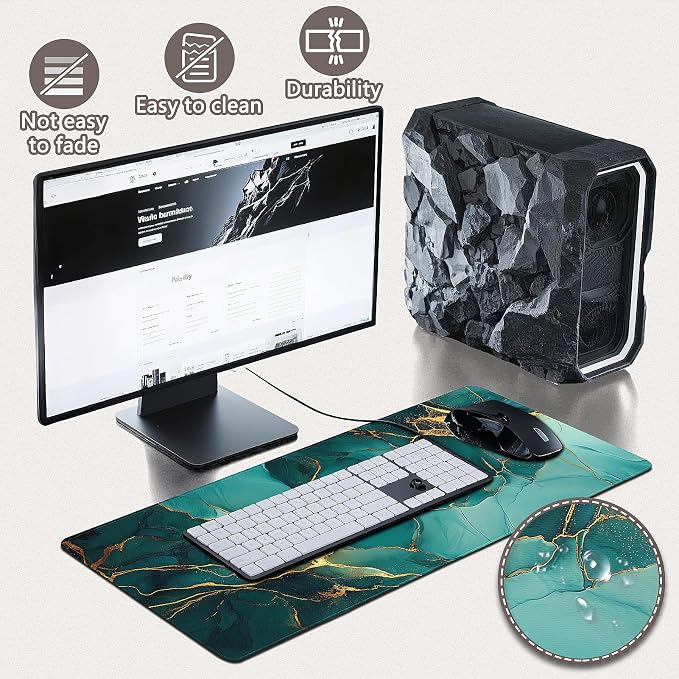 Gaming Mouse Pad - (31.5"×11.8") Marble Large Mouse Pads for Desk - Desk Mat for Keyboard and Mouse with Non-Slip Base, Desks Pad Matfor Game/Office & Home - Image 4