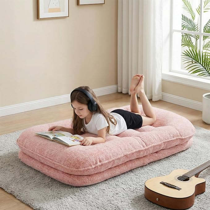 DUMOS Comfy Saucer Chair,Foldable Padded Chairs for Bedroom, Dorm & Gaming, Foldable Fashion Floor Chair with Back Support for Small Spaces,Hot New Pink - Image 8