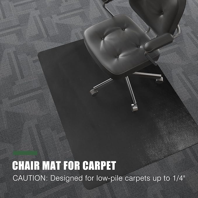 Chair Mat for Carpet, 36" x 48" Office Chair Mat for Carpeted Floors, Non-Slip Carpet Protector Floor Mat with Grips, Plastic Heavy-Duty Rolling Desk Mat for Home Office and Gaming (Black) - Image 8