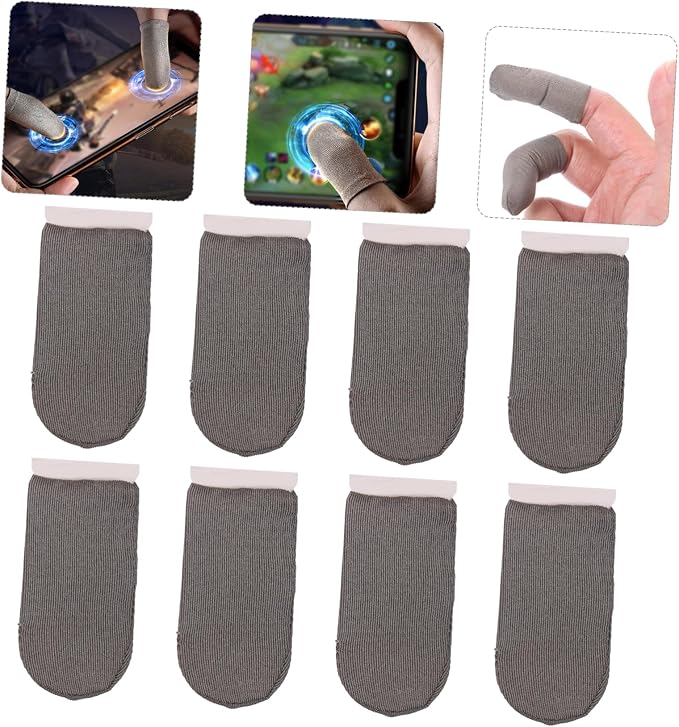 VILLCASE 8Pcs Sweat Gaming Finger Sleeves Touchscreen Gloves for Enhanced Grip Breathable Material for Mobile Gaming Slip Comfortable - Image 8