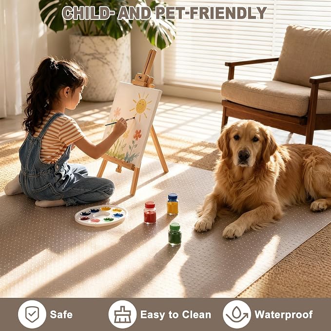 Office Chair Mat for Carpets, 48" x 60" Clear Carpet Protector Mat with Rounded Non-Sharp Studs, Durable Desk Chair Mat for Home Office and Gaming Room - Image 4
