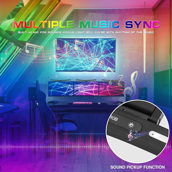 Curved Monitor Light Bar with RGB Backlight, 3 Color Temperature and Stepless Dimming, Music Sync LED Screen Strip with Touch Control Buttons for Computer Screens - Image 4