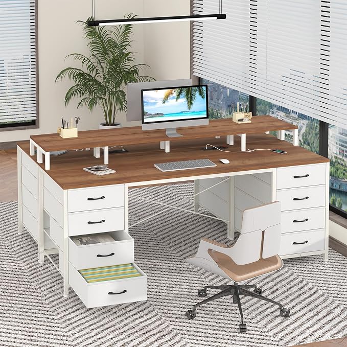 60" Computer Desk with 8 Drawers & Monitor Stand for Home Office, Bedroom - Image 9