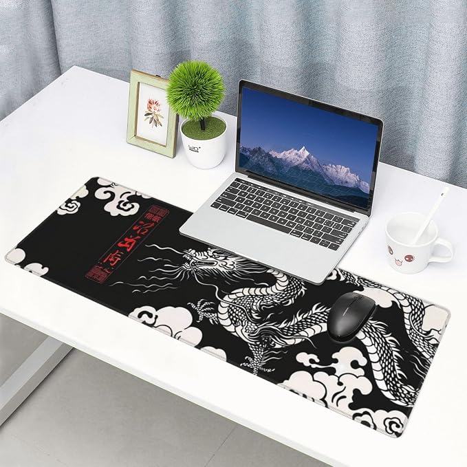 Gaming Mouse Pad Desk Pad,Extended Big Mouse Pad,31.5x11.8 Inch Long Computer Keyboard Mouse Mat Mousepad with 3mm Non-Slip Base and Stitched Edge for Gaming and Office… (Loong) - Image 7