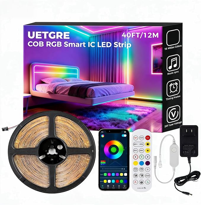 40FT RGB+IC COB LED Strip Lights, Color Changing Lights by Unknown