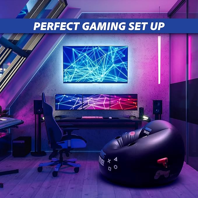 FranFusion Inflatable Gaming Chair for Kids & Teens with Cup Holders and Side Pocket - This Air Bean Bag Game Chair is The Perfect Furniture for Gamer Room Décor (Gaming Time with Ottoman) - Image 6
