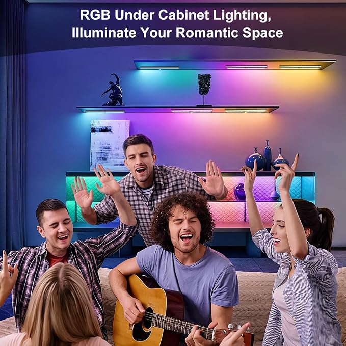 Under Cabinet Lights with Remote Control,15 Colors Under Cabinet Lighting Wireless,Rechargeable Battery LED RGB Night Light Bar withTimer,Dimmable Under Counter Lights for Indoor Kitchen,3Pack - Image 9