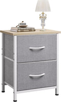 WLIVE Night Stand, Gray Nightstand with 2 Fabric Drawers, Small Dresser for Bedroom, Closet, College Dorm, End Table Side Furniture, Wood Top, Light Grey by WLIVE