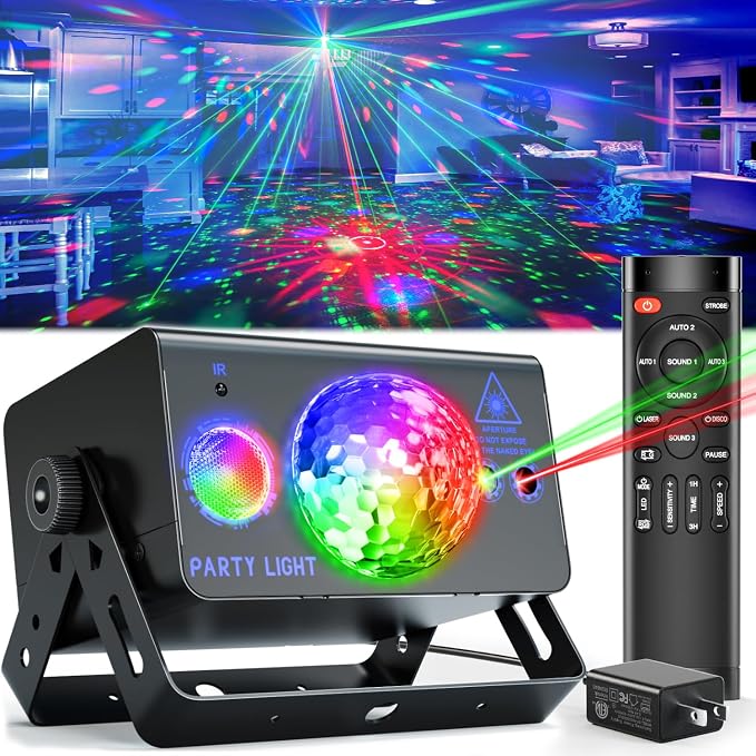 Party Lights Dj Disco Ball Light, LED Stage Strobe Lights Sound Activated with Remote Control for Xmas Club Bar Parties Holiday Christmas Birthday Wedding Home Decorations by OIEZISRO